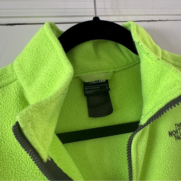 The North Face Neon Green Fleece Jacket Boys Size Large Full Zip Outdoor - Picture 4 of 7